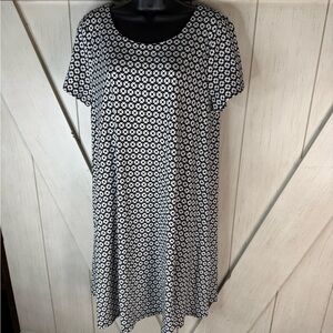 Talbots Black and White Patterned Maxi Dress